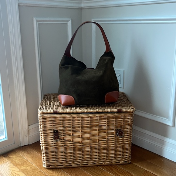 Dooney & Burke brownish/greenish suede handbag - Picture 2 of 4